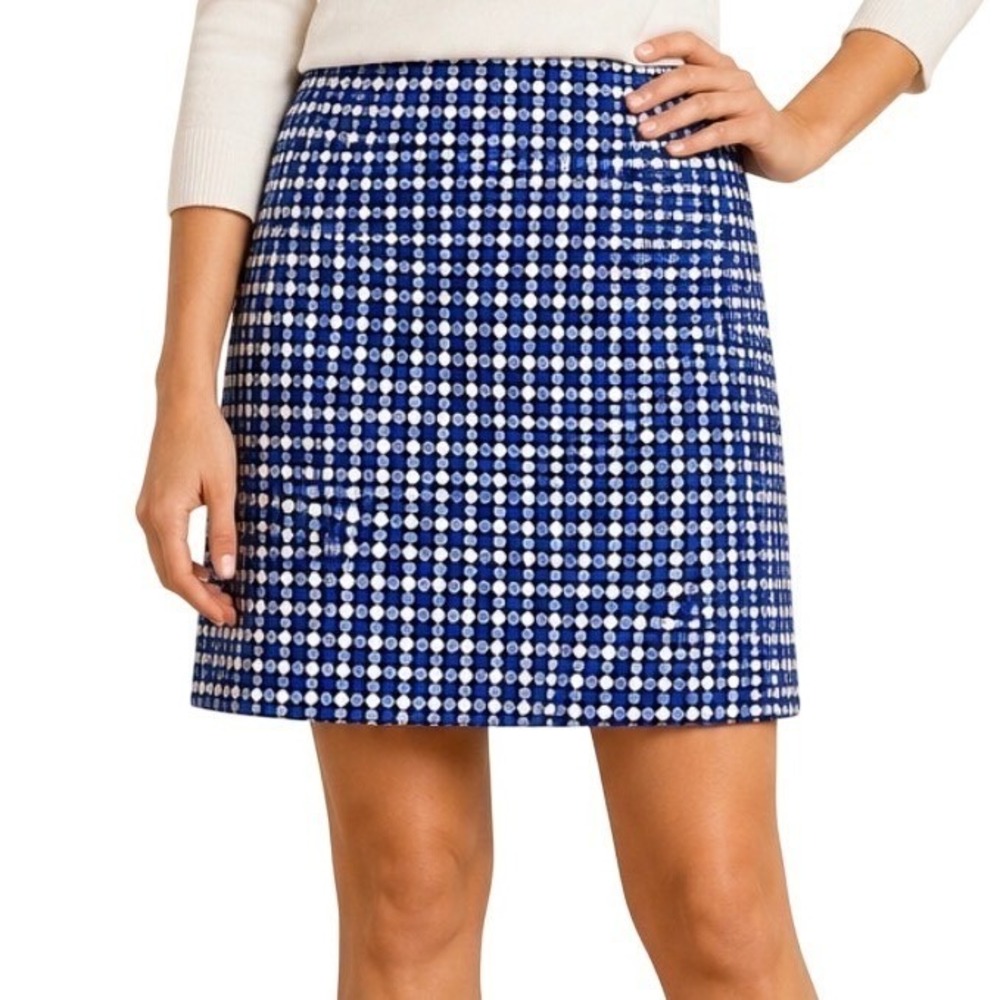 Talbots Mini Skirt Size 4P Blue Wool Blend A-Line‎ Tweed Preppy Academic